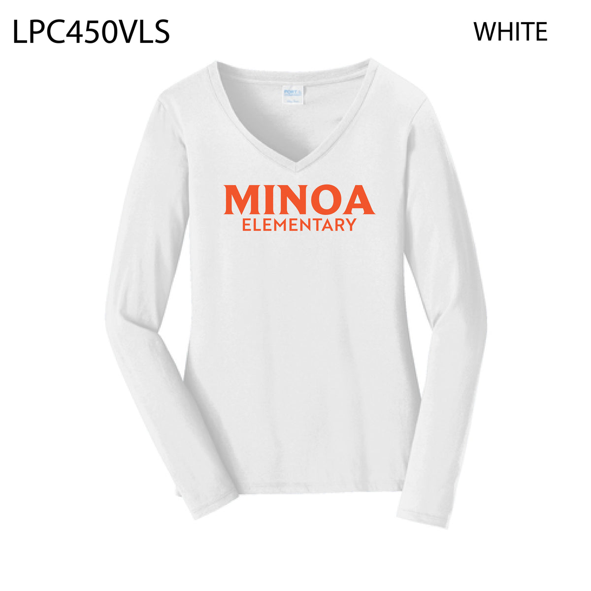 Port & Company® Women's Long Sleeve Fan Favorite™ V-Neck Tee - Minoa Elementary