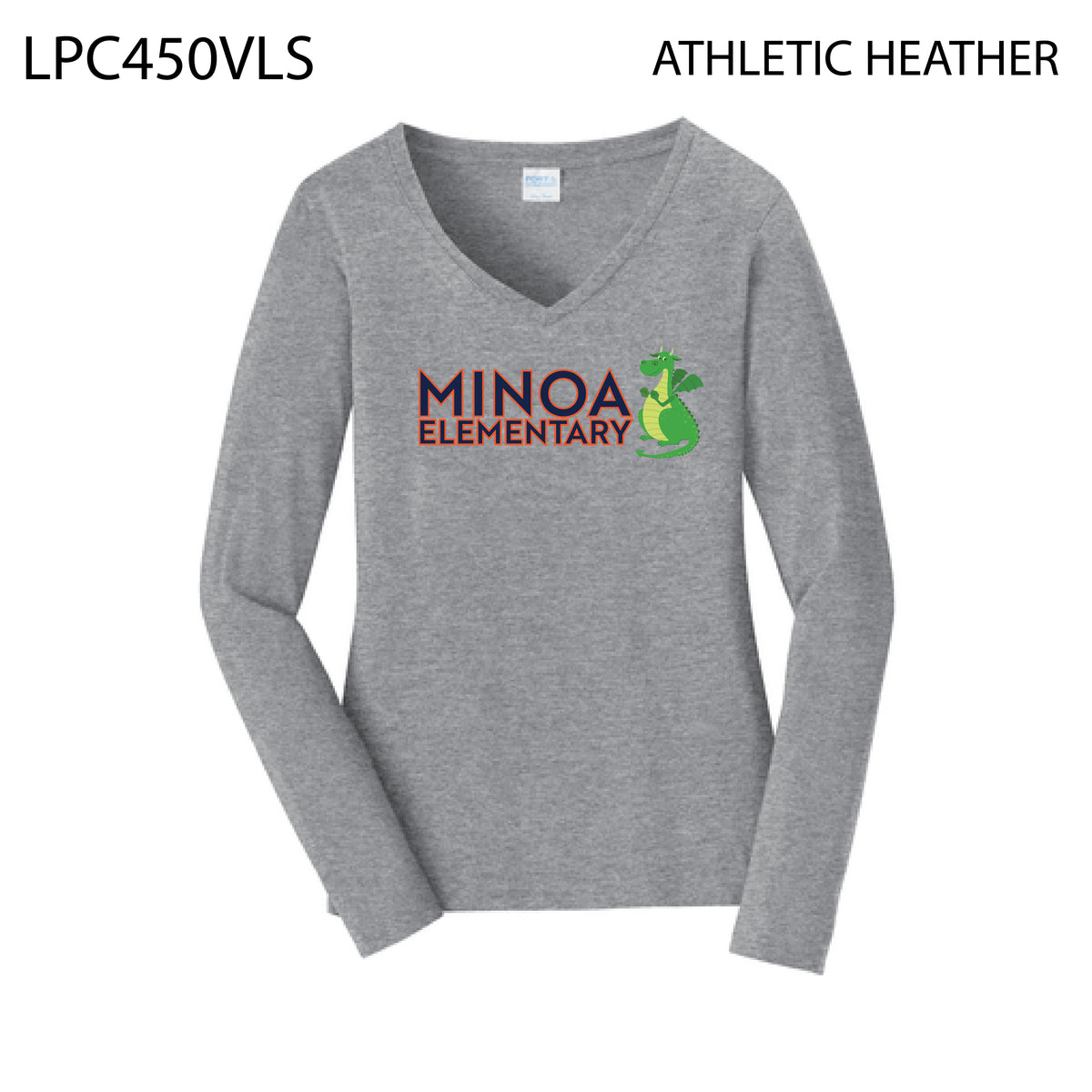 Port & Company® Women's Long Sleeve Fan Favorite™ V-Neck Tee - Minoa Dragon