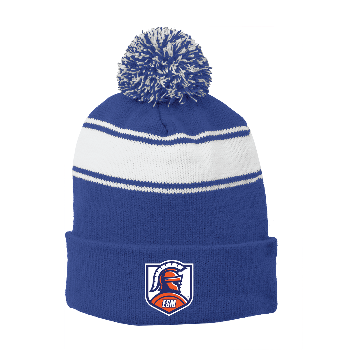 Sport-Tek® Stripe Pom Pom Beanie - Spartan Crest