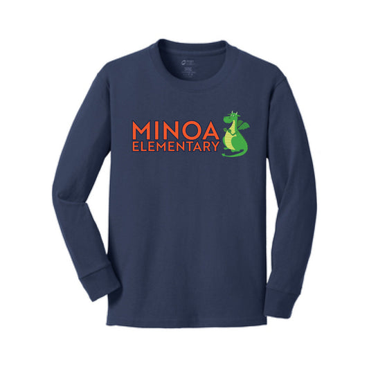 Port & Company® Youth Long Sleeve Core Cotton Tee - Minoa Dragon