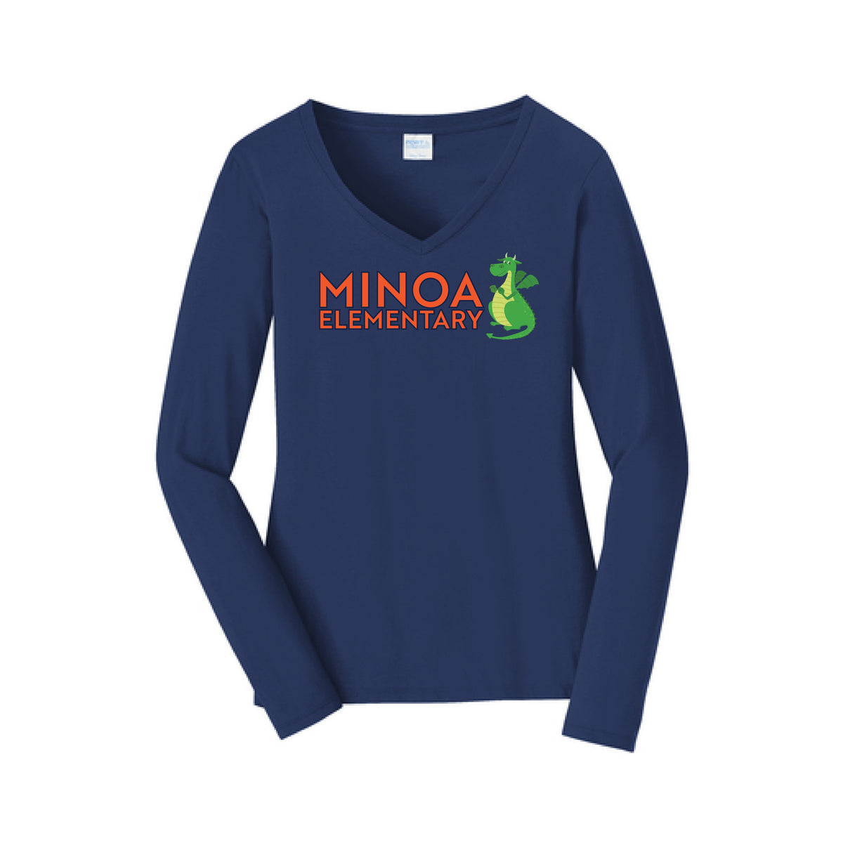Port & Company® Women's Long Sleeve Fan Favorite™ V-Neck Tee - Minoa Dragon