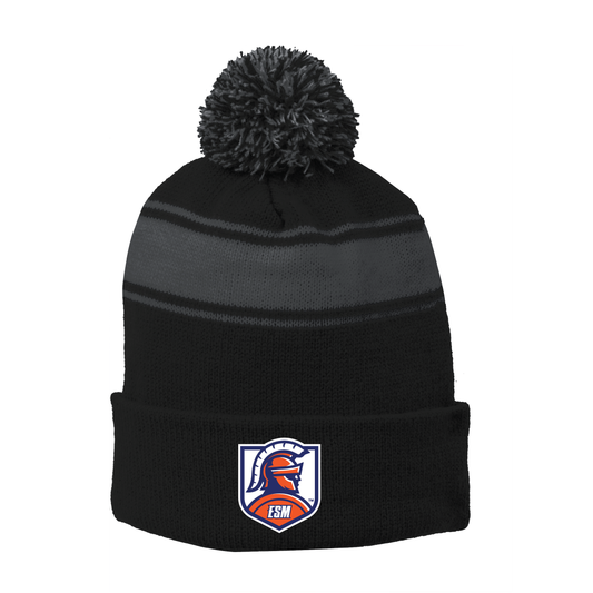 Sport-Tek® Stripe Pom Pom Beanie - Spartan Crest