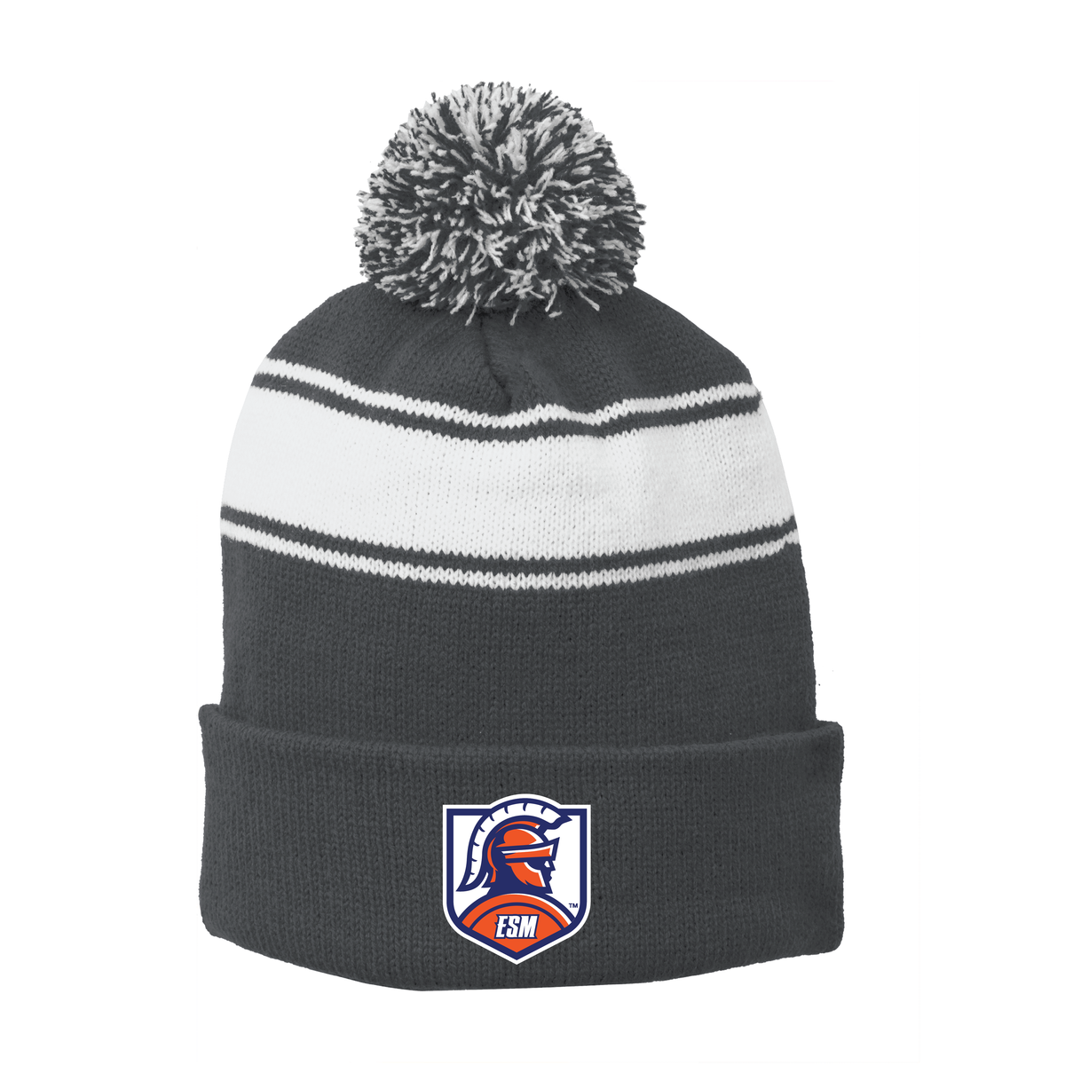 Sport-Tek® Stripe Pom Pom Beanie - Spartan Crest
