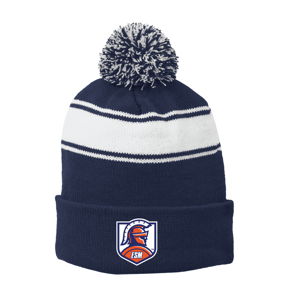 Sport-Tek® Stripe Pom Pom Beanie - Spartan Crest