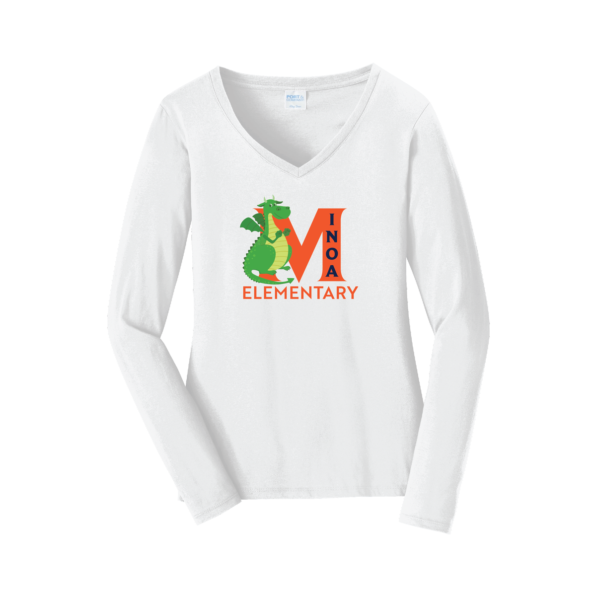 Port & Company® Women's Long Sleeve Fan Favorite™ V-Neck Tee - Dragon M